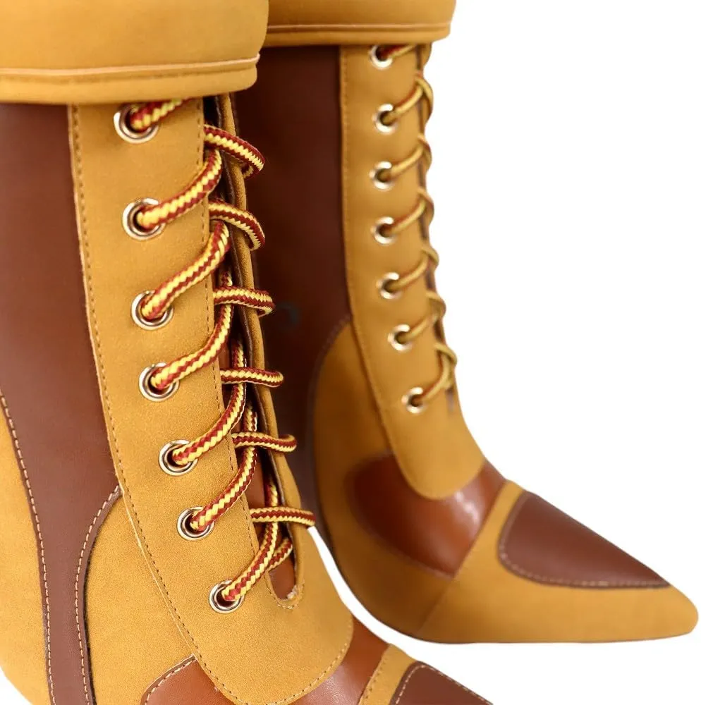 Women's Pointed Toe Heel Boots Stiletto Heels Mid-Calf Boots Zipper Boots Booties