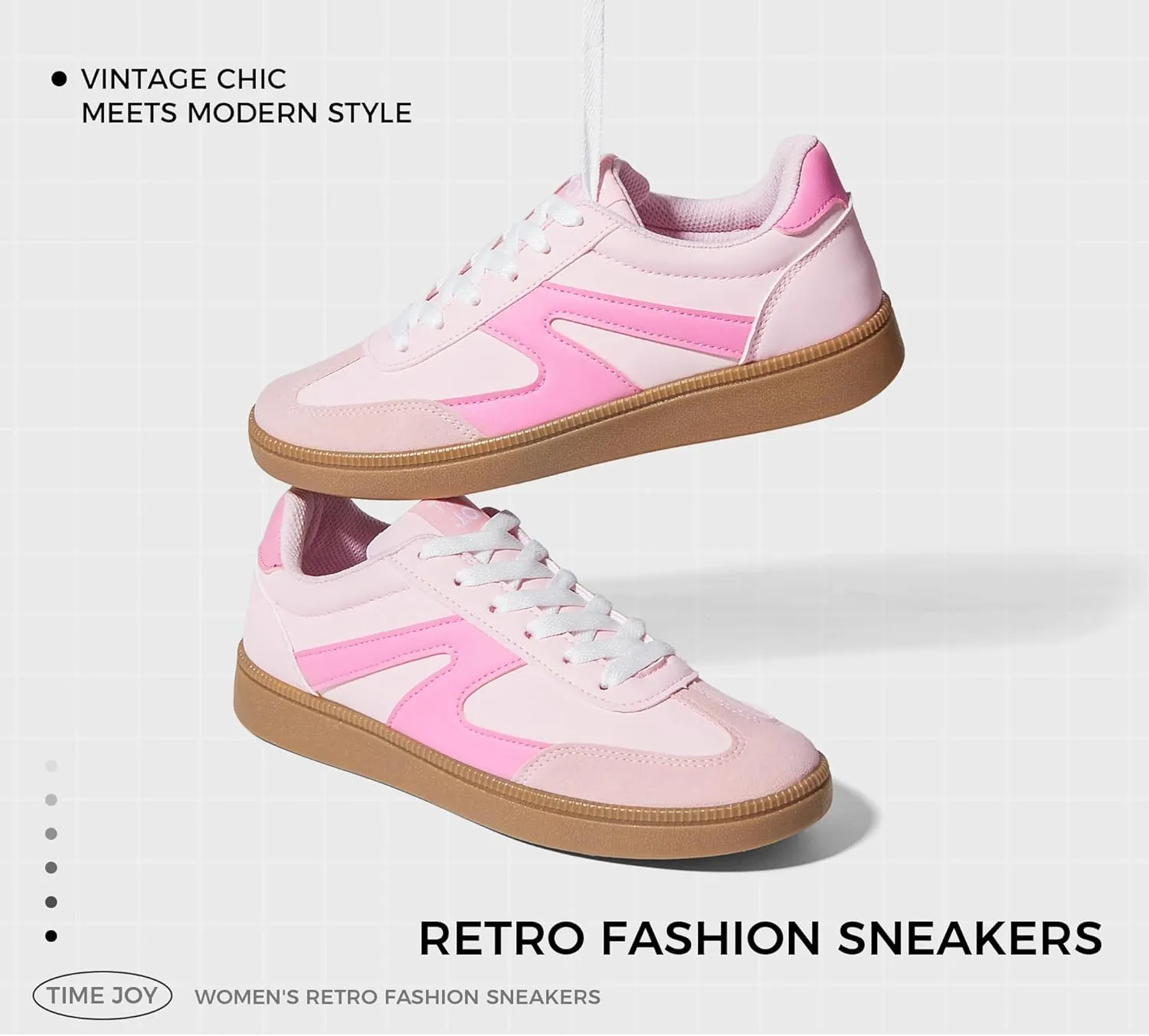 Women's Retro Sneakers Vintage Leather & Suede Patchwork Casual Shoes with Recyclable Material Insole Trendy Non-Slip Cushion for Streetwear & Daily Outfits