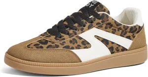 Women's Retro Sneakers Vintage Leather & Suede Patchwork Casual Shoes with Recyclable Material Insole Trendy Non-Slip Cushion for Streetwear & Daily Outfits