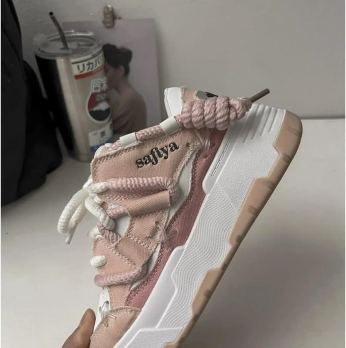 Women's Retro Y2K Puffy Bread Platform Sneakers - Chunky Fashion Statement Shoes with Unique Cross Lacing - Trendy Thick Sole Streetwear Kicks