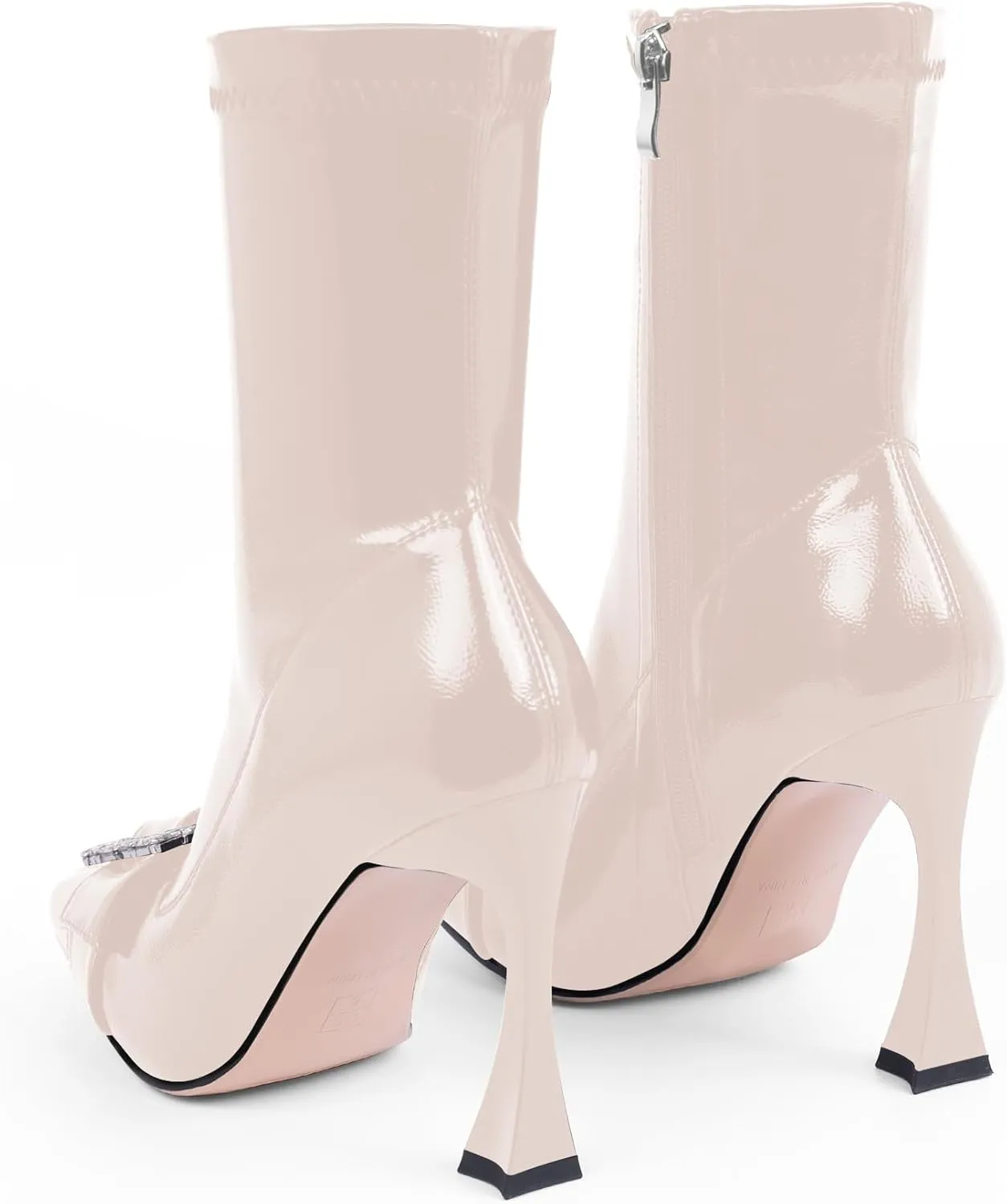 Women's Rhinestone Buckle Stiletto High Heel Ankle Boots Closed Toe Dress Party Booties
