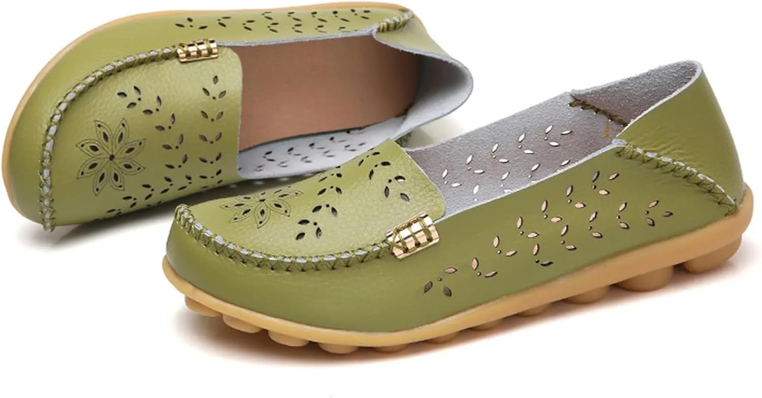 Women's Sandal Comfortable Loafers Casual Moccasins Wild Driving Flats Hole Soft-Soled Walking Shoes Women Slip On Cutout Breathable Shoes