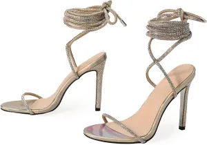 Women's Sexy Stiletto High Heel Lace up Strappy Sandals, Open Toe Tie up Criss Cross Strappy Heels, Thong Ankle Wrap Heels Gladiator