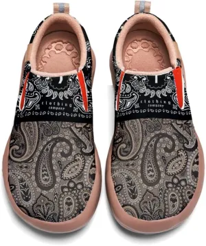 Women's Slip On Sneakers Casual Loafers Art Painted Comfort Soft Walking Shoes Cashew Floral Print Bandana Style