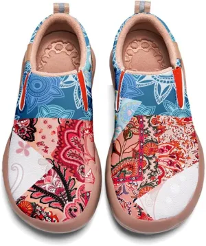 Women's Slip On Sneakers Casual Loafers Art Painted Comfort Soft Walking Shoes Cashew Floral Print Bandana Style