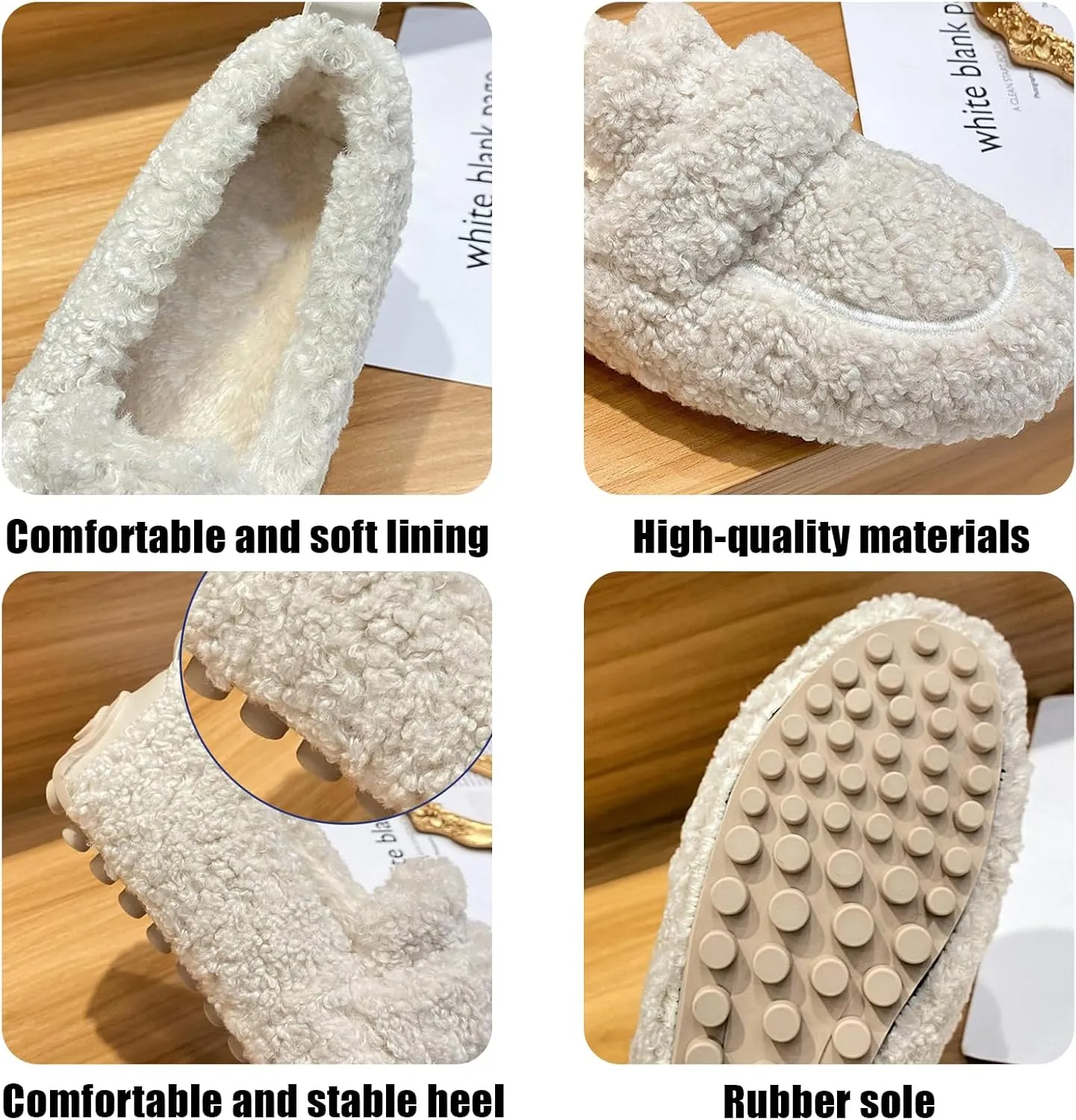 Women's Slippers Warm Faux Fur Slippers Cozy Indoor Outdoor Slip On Loafers Plush Curled Edge House Slippers (Brown,6)