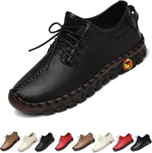Women's Soft Bottom Flat Slip-on Loafers Ultra-Comfy Handmade Cutout Breathable lace-up Cutout Roe Beef Tendon Walkings