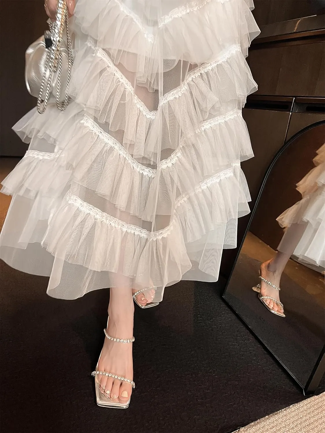Women's Square Open Toe Slip-On Slide Rhinestone Strap Pumps High Kitten Flare Heeled Sandals Strappy Classic Work Office Church Shoes Sexy Dating Dress Business Party Summer Heels