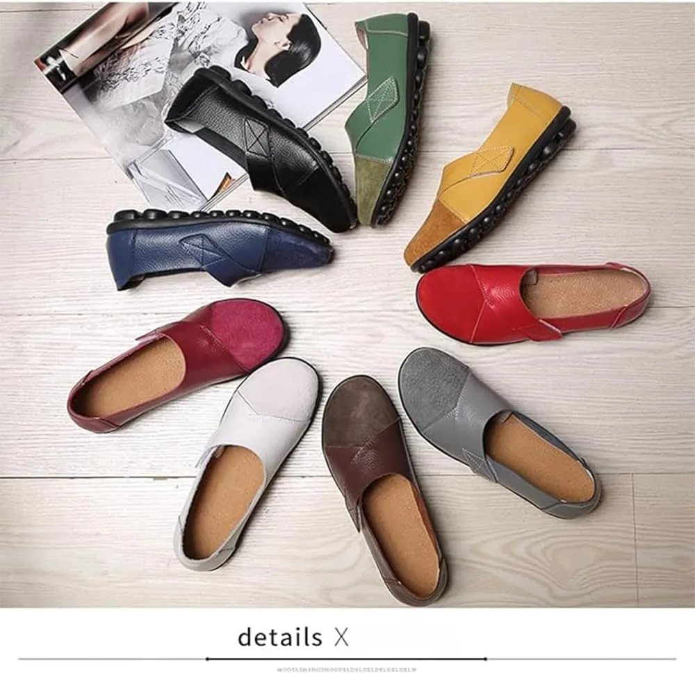 Womens Suede Leather Loafers,Ladies Orthopedic Loafers in Breathable Leather Slip On Flat Outdoor Versatile Trendy Driving Moccasin Shoes for Women