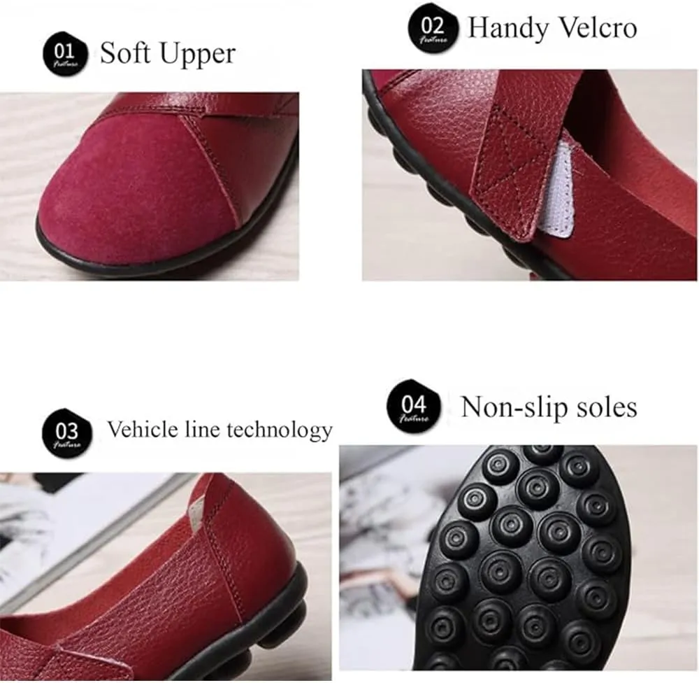 Womens Suede Leather Loafers,Ladies Orthopedic Loafers in Breathable Leather Slip On Flat Outdoor Versatile Trendy Driving Moccasin Shoes for Women