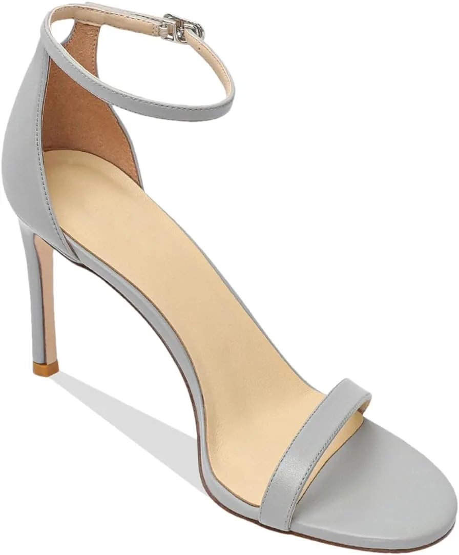 Women's Summer Luxury Leather Ankle Strap Sandals, Thin High Heels Party Fashion