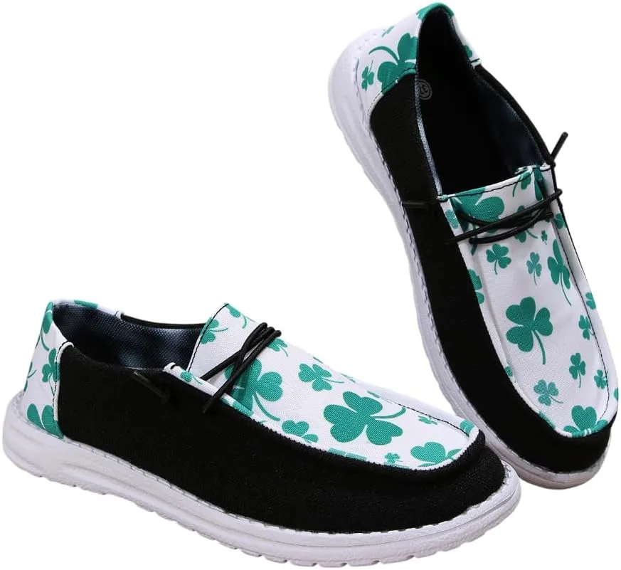 Women's Sunflower Print Canvas Casual Loafers Comfortable Light Weight Slip On Ultralight Sole Wide Boat Shoes Casual Lightweight Black Lace-Up Walking Flat Deck Shoes for Work and Traveling