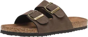 Women's Two Buckle Cork Footbed Sandals Adjustable Womes Sandals Black Brown Tan Available