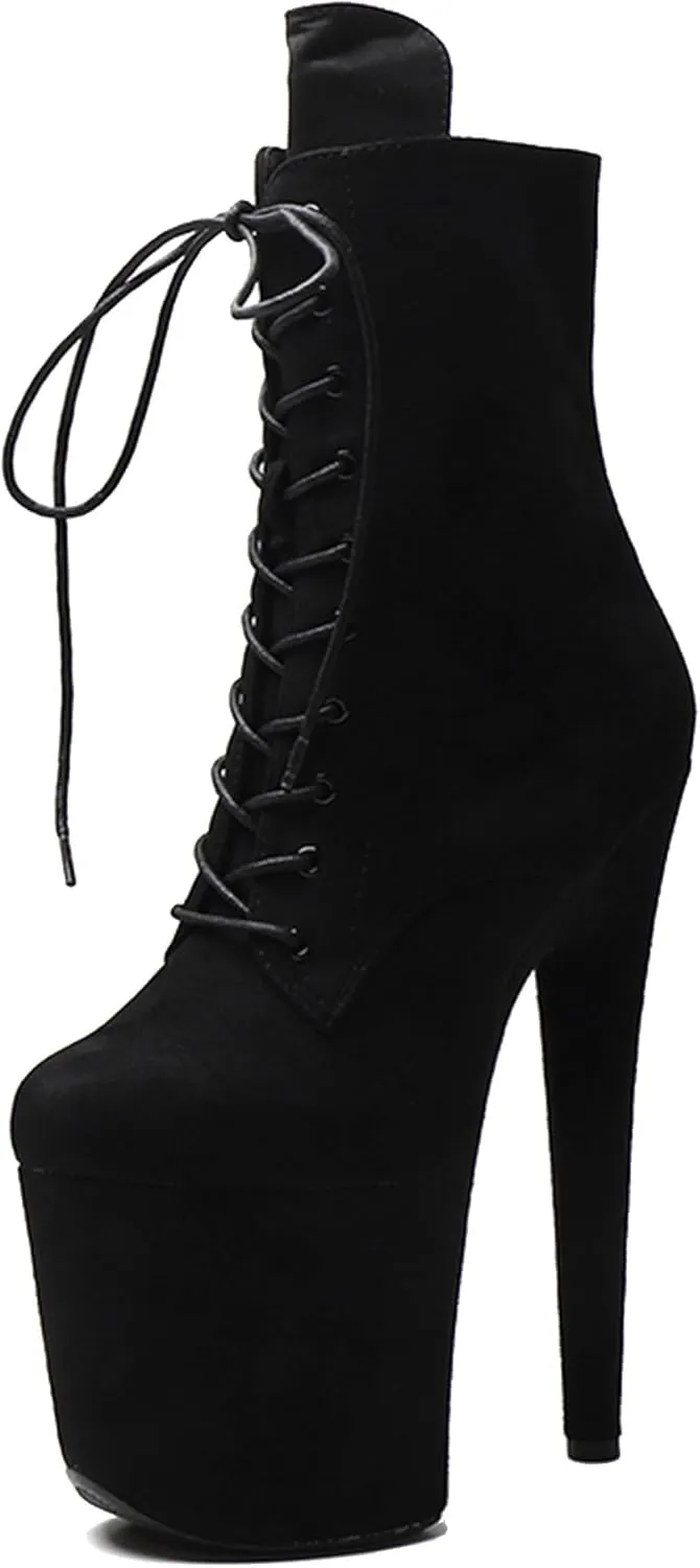 WUXIN H&P 8 Inch Pole Dance Boot Shoes, Exotic Stiletto Platform Heels