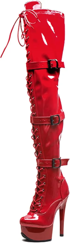 WUXIN H&P Women's Over The Knee Thigh High Heel Boots Shoes,Pole Dance Boots Shoes, 6 Inch 15CM Platform Stiletto Exotic Heels Boots Shoes