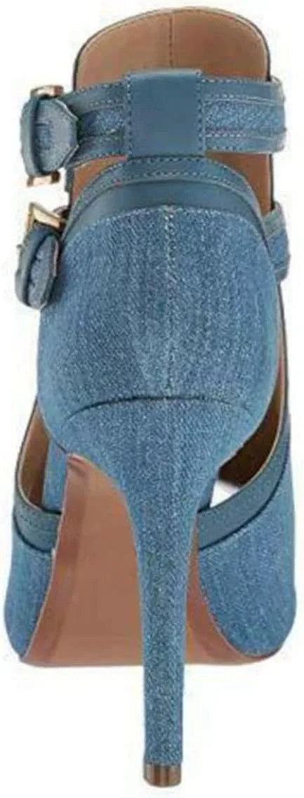 XYD Women Peep Toe Sandal Ankle Booties Dual Buckled Straps Stiletto Heels Stylish Cutout Event Party Pumps Shoes