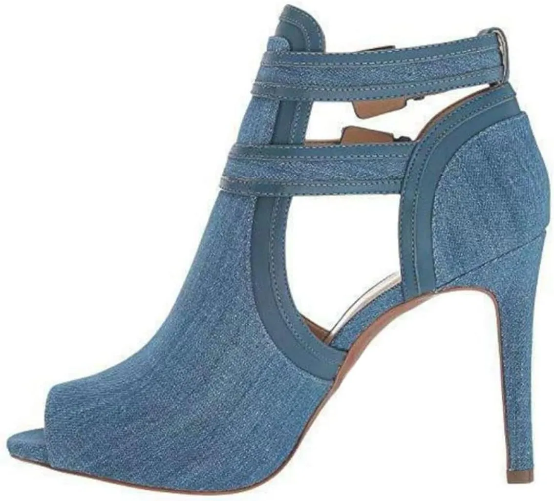 XYD Women Peep Toe Sandal Ankle Booties Dual Buckled Straps Stiletto Heels Stylish Cutout Event Party Pumps Shoes