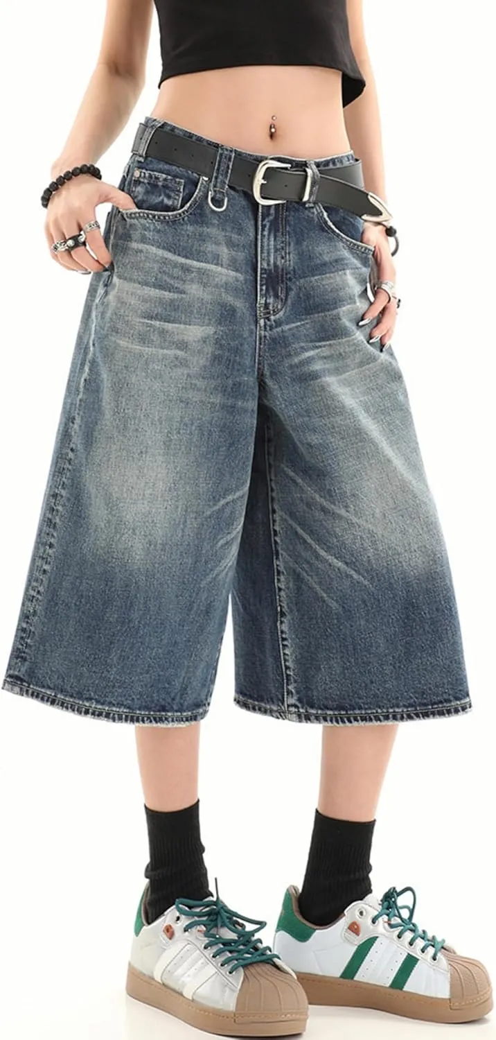 Y2k Baggy Jean Shorts Jorts Y2k Hip Hop Shorts Skater Jeans Grunge Jorts Aesthetic Pants