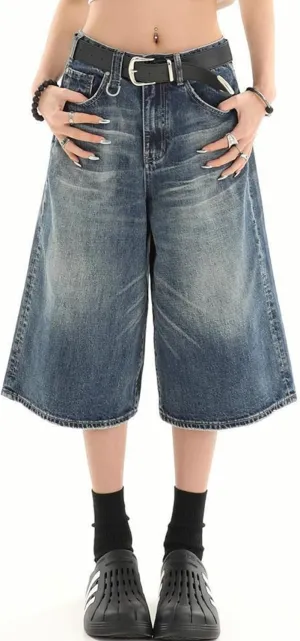 Y2k Baggy Jean Shorts Jorts Y2k Hip Hop Shorts Skater Jeans Grunge Jorts Aesthetic Pants