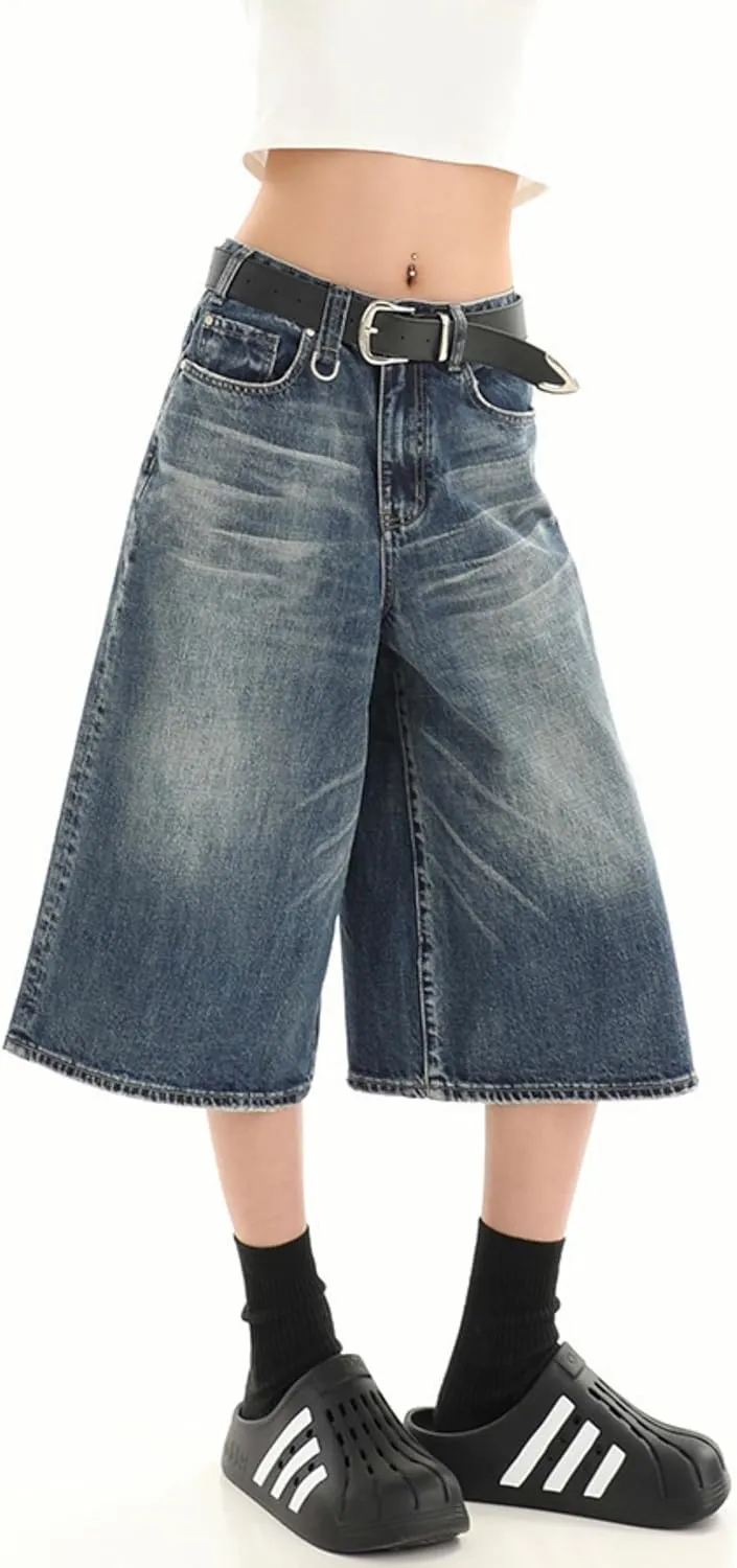 Y2k Baggy Jean Shorts Jorts Y2k Hip Hop Shorts Skater Jeans Grunge Jorts Aesthetic Pants