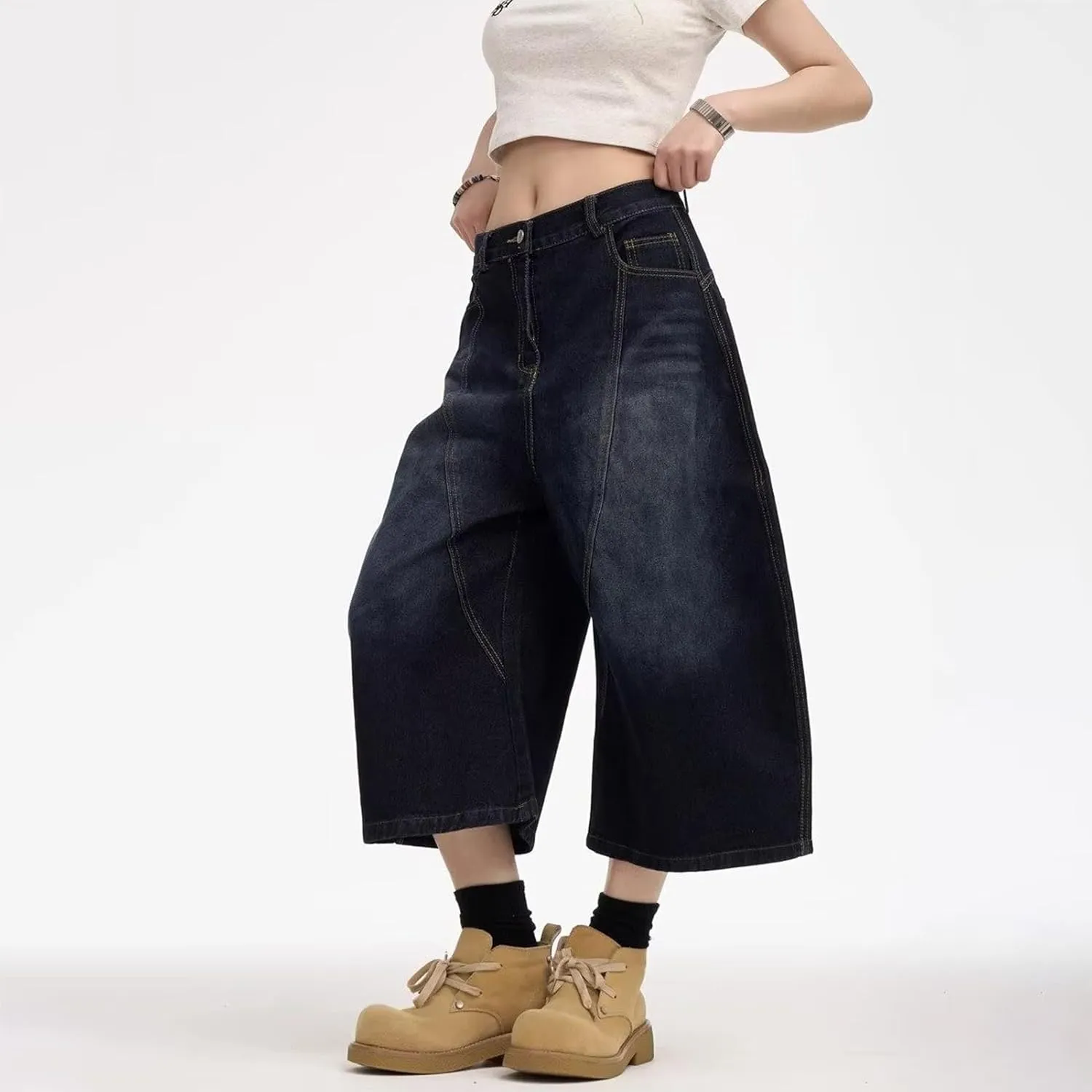 Y2k Baggy Jean Shorts Jorts Y2k Hip Hop Shorts Skater Jeans Grunge Jorts Aesthetic Pants