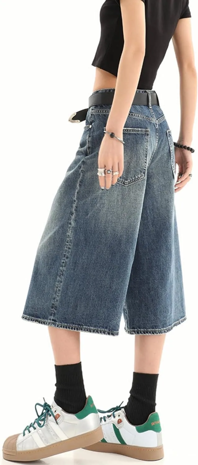 Y2k Baggy Jean Shorts Jorts Y2k Hip Hop Shorts Skater Jeans Grunge Jorts Aesthetic Pants
