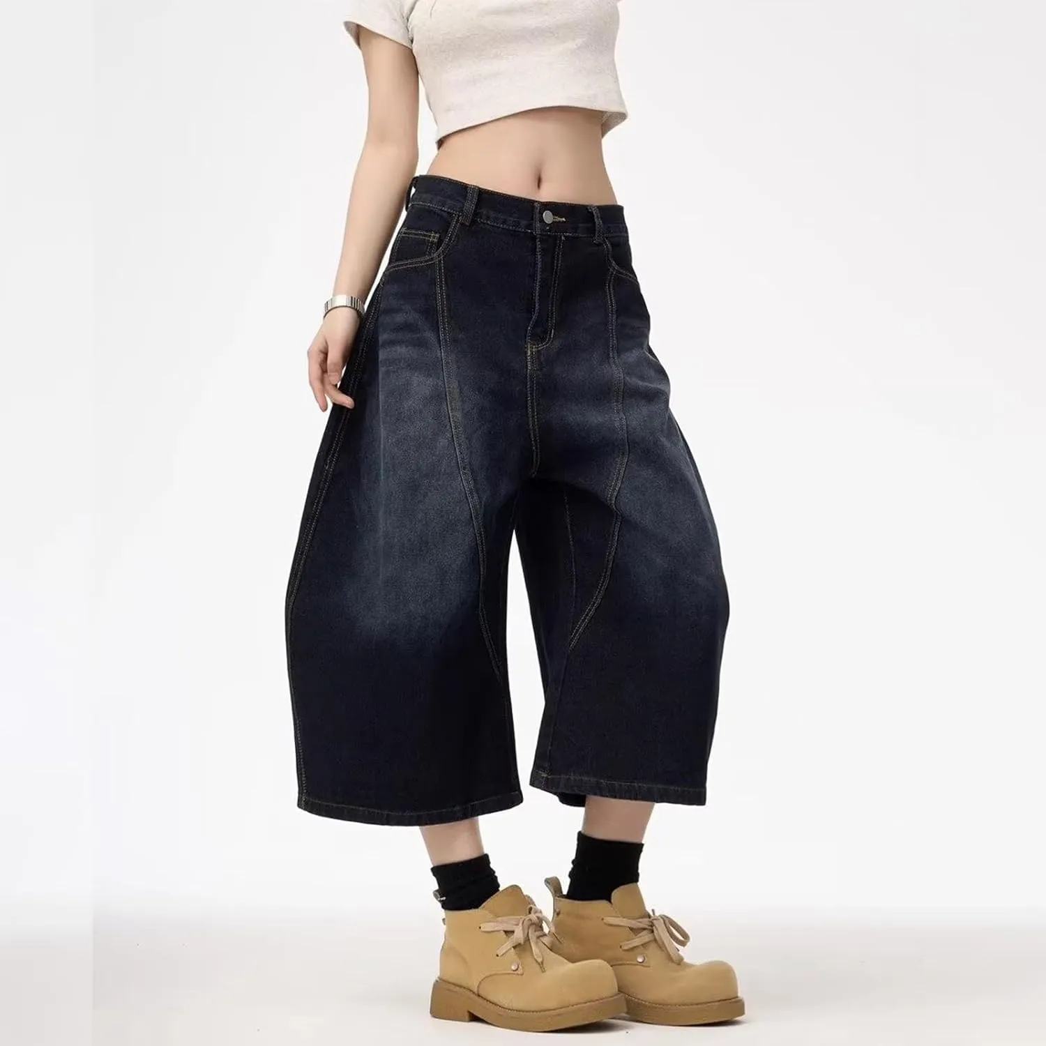 Y2k Baggy Jean Shorts Jorts Y2k Hip Hop Shorts Skater Jeans Grunge Jorts Aesthetic Pants