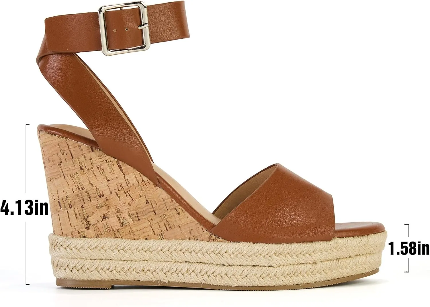 Yavero Women's Espadrille Wedge Sandals Open Toe Platform Sandals with Ankle Strap Stylish Cork Wedges for Summer