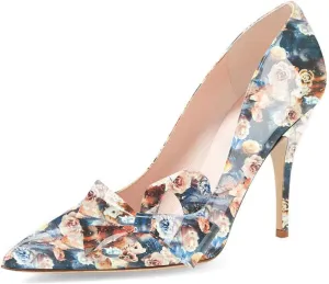 YDN Women Stylish Slip on Pumps Pointed Toe Stiletto High Heels Dress Sandals with Bows Prom Wedding Party Shoes Size 4-15 US
