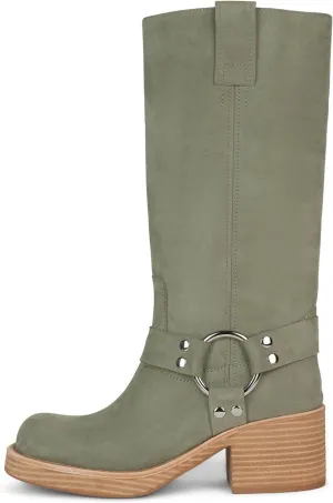 Yishaweiqi Women's Studds Biker Boots Chunky Heel Square Toe Knee High Boots Side Zipper Western Boots Fall Dress Riding Boots Motorcycle Boots