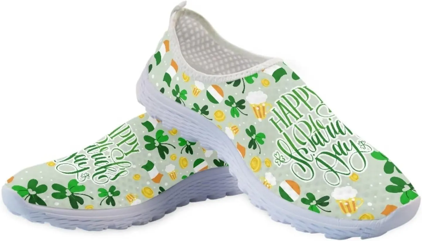Yzaoxia St Patricks Day Shoes Mesh Slip On Shoes for Women Breathable Sneakers Tennis Running Shoes Athletic Walking Shoes Size 5.5-11.5