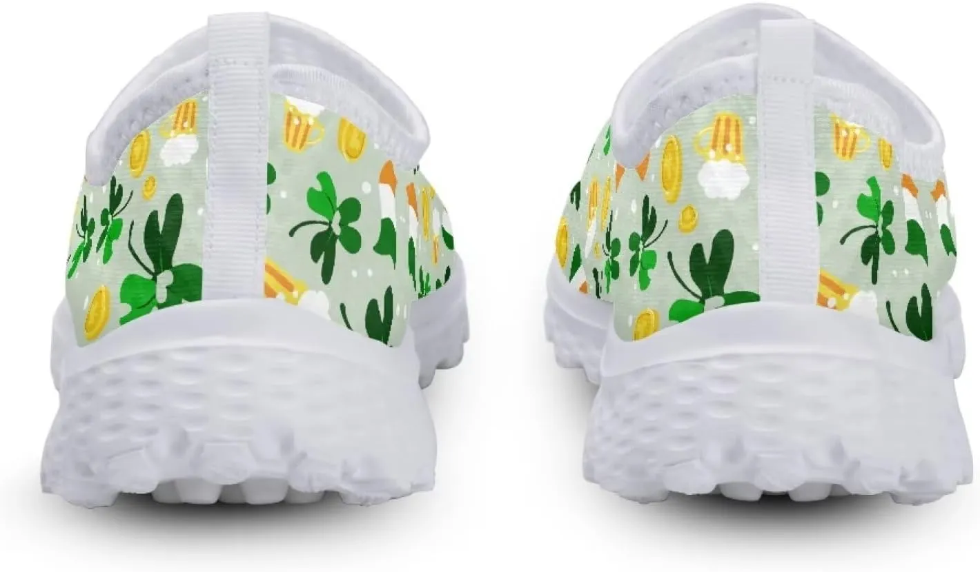 Yzaoxia St Patricks Day Shoes Mesh Slip On Shoes for Women Breathable Sneakers Tennis Running Shoes Athletic Walking Shoes Size 5.5-11.5