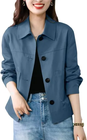 ZANZEA Womens Cropped Bomber Jackets Button Down Shackets Lightweight Cardigan Fall Outfits 2024 Winter Coats With Pockets
