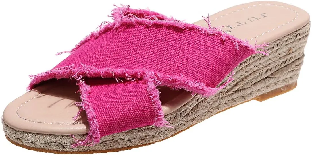 ZBYY Women's Espadrilles Wedge Sandals Open Toe Casual Summer High Heel Platform Sandals Slip on Shoes Slipper