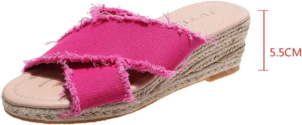 ZBYY Women's Espadrilles Wedge Sandals Open Toe Casual Summer High Heel Platform Sandals Slip on Shoes Slipper