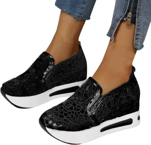 ZBYY Women's Fashion Sneakers Mesh Lace Slip On Sneaker Casual Summer Breathable Lightweight Walking Running Sneakers