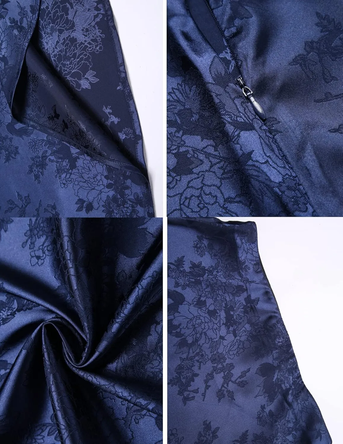 Zeagoo Skirts for Women Jacquard High Waist Skirt Black Elegant Midi Skirt Satin