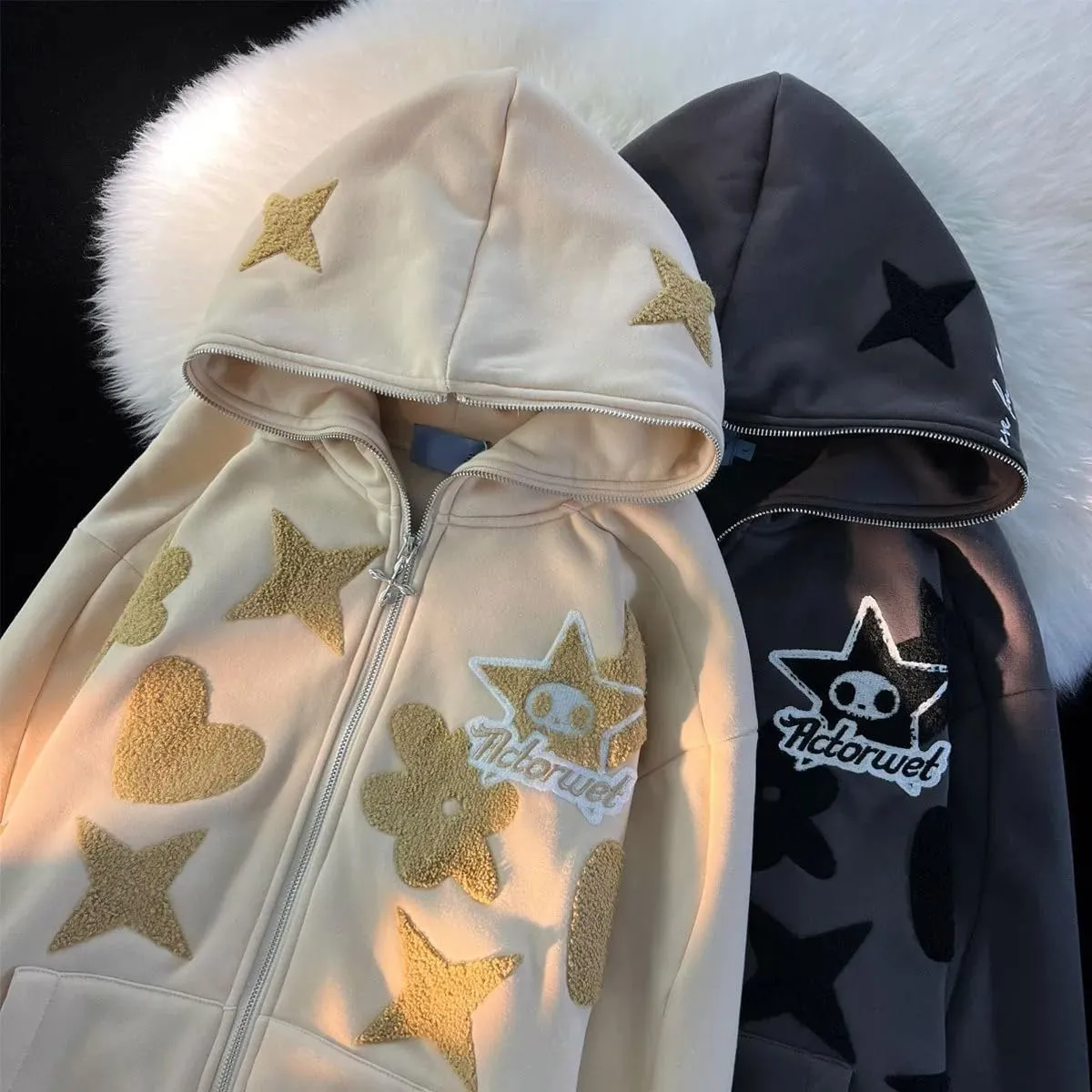 Zip Up Hoodie Women Y2K Kawaii Harajuku Clothes Gothic Web Sweatshirt Hip Hop Grunge Oversized Jacket Coat tops