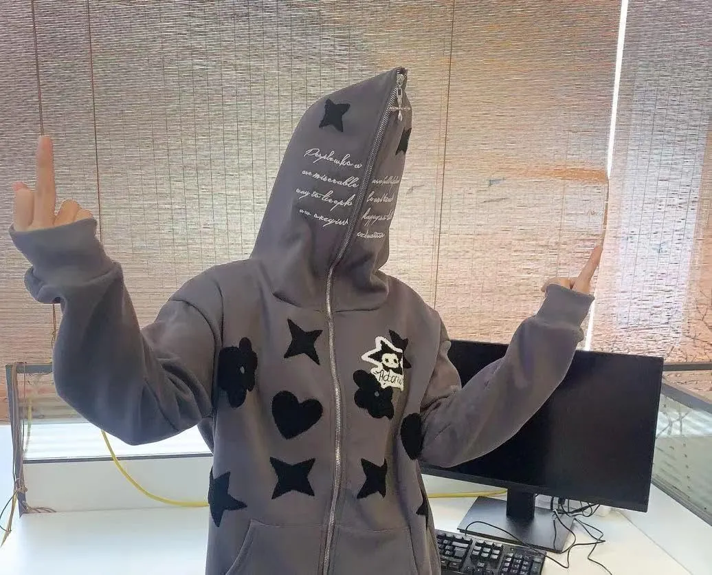 Zip Up Hoodie Women Y2K Kawaii Harajuku Clothes Gothic Web Sweatshirt Hip Hop Grunge Oversized Jacket Coat tops