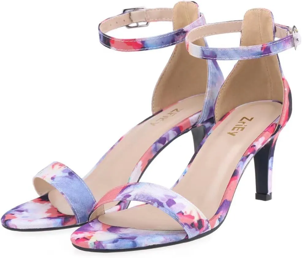 ZriEy Women's Heeled Sandals 4 Inches Open Toe Stiletto High Heels Ankle Strap Fashion Bridal Party Wedding Pump Shoes