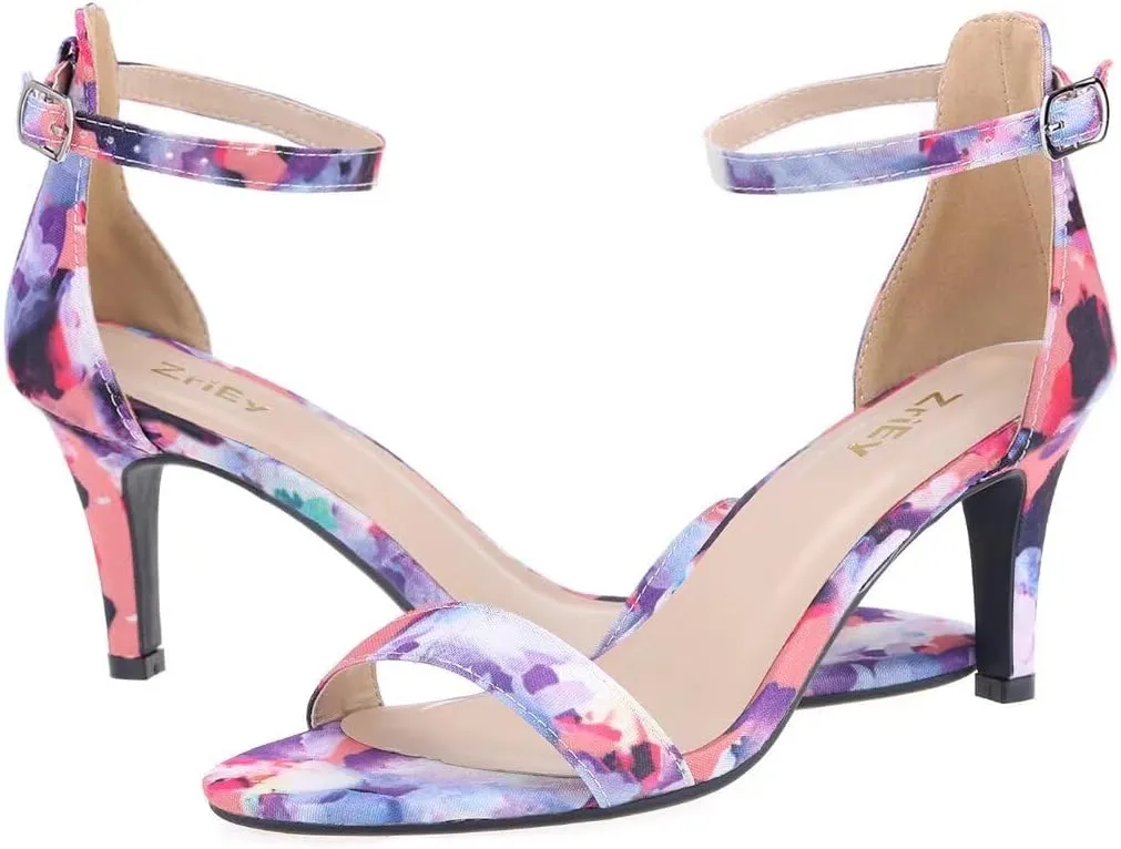 ZriEy Women's Heeled Sandals 4 Inches Open Toe Stiletto High Heels Ankle Strap Fashion Bridal Party Wedding Pump Shoes