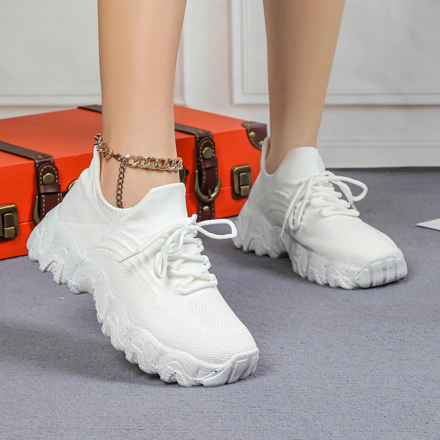 ZSpzx 2025 Summer Lace Up Low Top Slip On Sneakers, Women's Comfortable Breathable Knitted Sneakers, Casual Walking Shoes for Women,Lightweight Mesh Running Shoes,Women's Mesh Orthopedic Sneakers