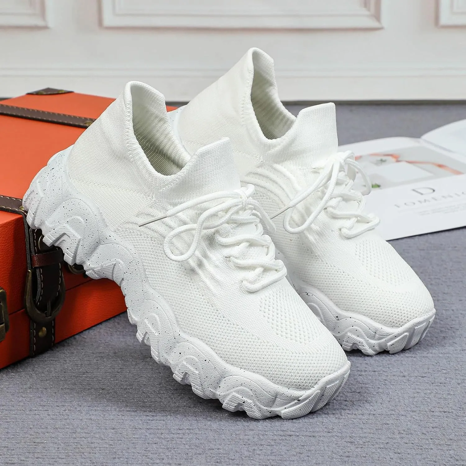 ZSpzx 2025 Summer Lace Up Low Top Slip On Sneakers, Women's Comfortable Breathable Knitted Sneakers, Casual Walking Shoes for Women,Lightweight Mesh Running Shoes,Women's Mesh Orthopedic Sneakers