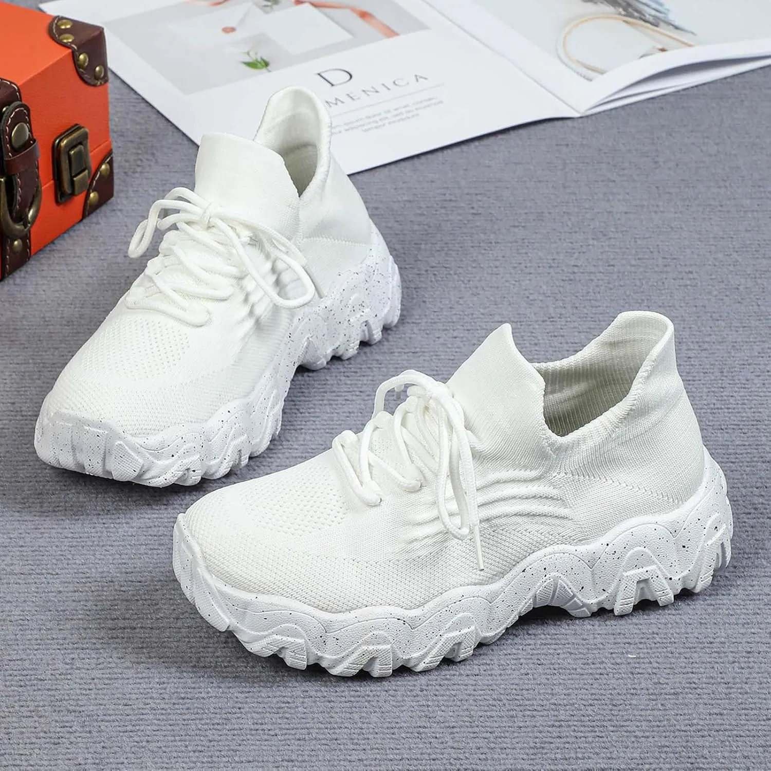 ZSpzx 2025 Summer Lace Up Low Top Slip On Sneakers, Women's Comfortable Breathable Knitted Sneakers, Casual Walking Shoes for Women,Lightweight Mesh Running Shoes,Women's Mesh Orthopedic Sneakers