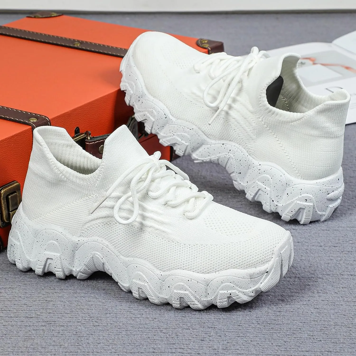 ZSpzx 2025 Summer Lace Up Low Top Slip On Sneakers, Women's Comfortable Breathable Knitted Sneakers, Casual Walking Shoes for Women,Lightweight Mesh Running Shoes,Women's Mesh Orthopedic Sneakers