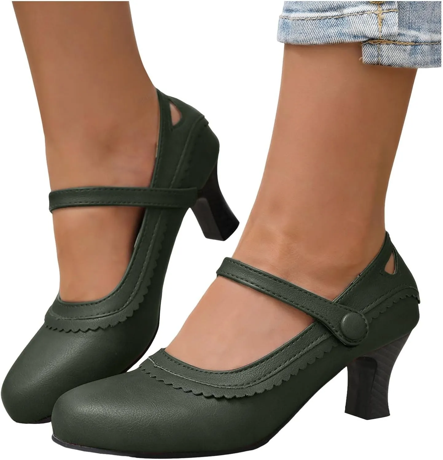 ZSpzx Heeled Sandals for Women 2025 Chunky Heels Closed Toe Backless Block Mary Jane Sandal with Adjustable Strap Ladies Comfortable Summer Orthopedic Dressy Wedding Shoes for Bridal Evening Cocktail