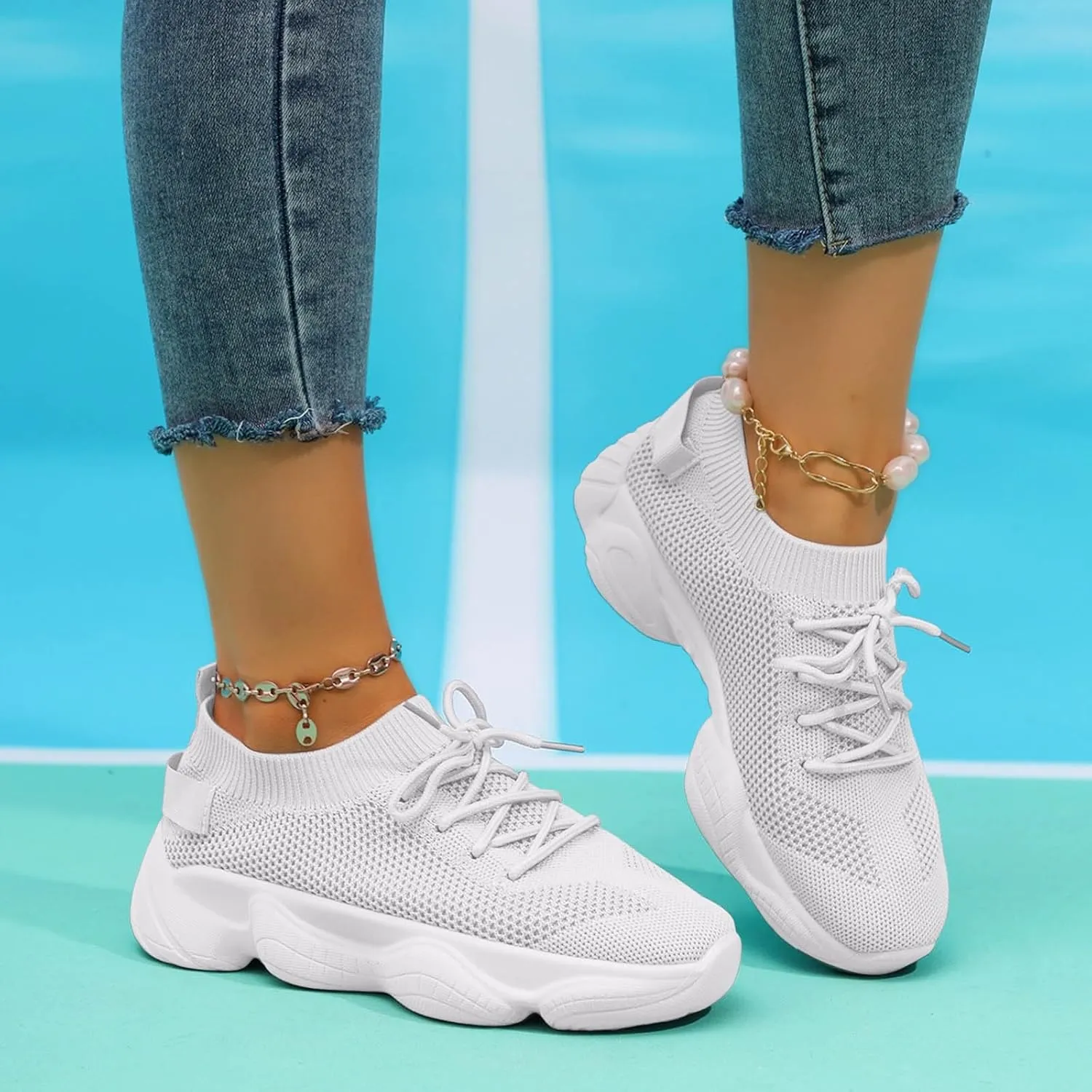 ZSpzx Orthopedic Platform Sneakers for Women Air Cushioned Padded Insole Slip on Walking Casual Shoes Arch Support Jogging Tennis Sneaker Plantar Fasciitis Breathable Comfy Lightweight Shoe