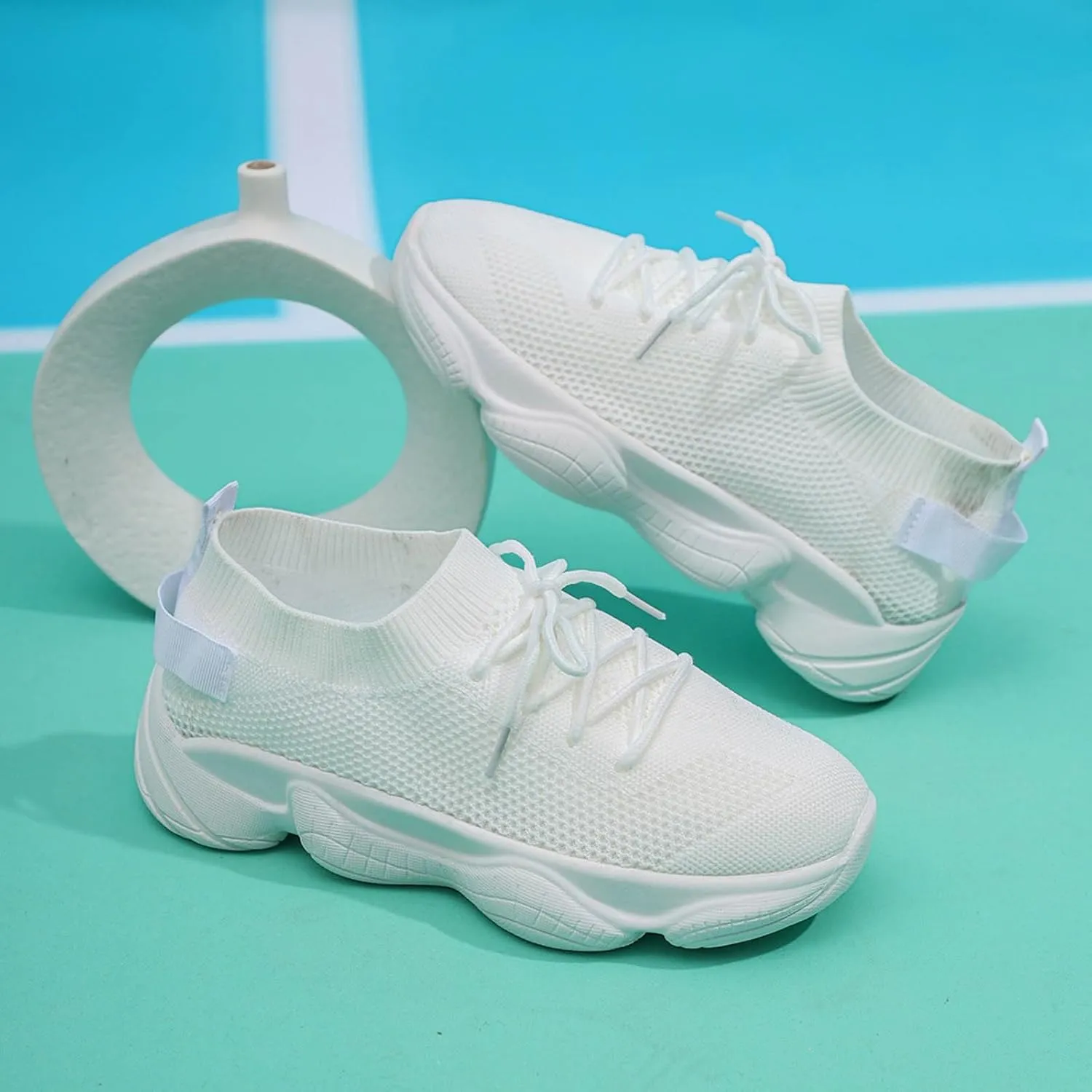 ZSpzx Orthopedic Platform Sneakers for Women Air Cushioned Padded Insole Slip on Walking Casual Shoes Arch Support Jogging Tennis Sneaker Plantar Fasciitis Breathable Comfy Lightweight Shoe