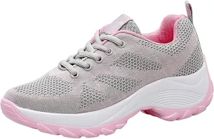 ZSpzx Orthopedic Walking Platform Shoes for Women Mesh Knit Breathable Running Sneakers Comfortable Non Slip Air Cushioned Arch Support Shoe Plantar Fasciitis Footwear Ladies Casual Footwear