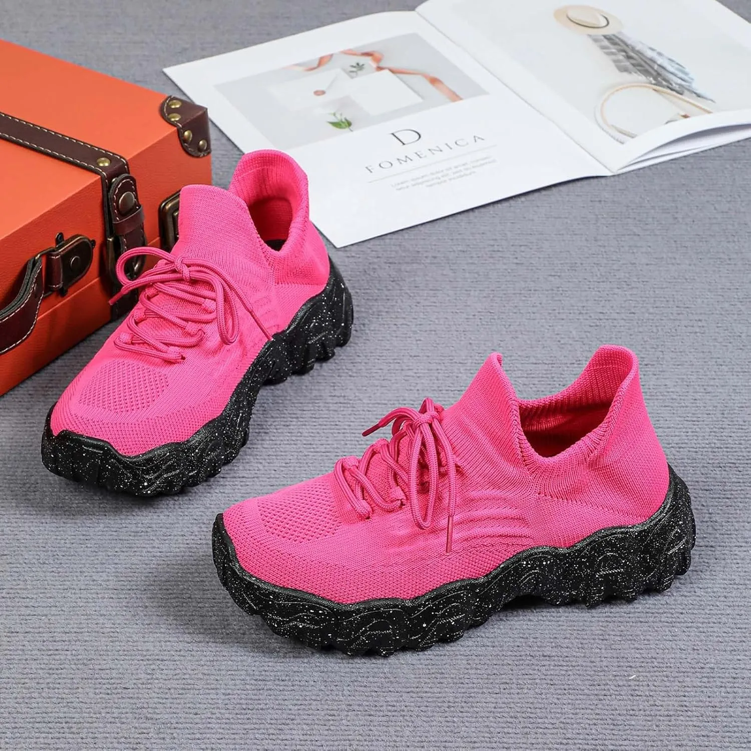 ZSpzx Women's Comfortable Breathable Knitted Sneakers, 2025 Summer Lace Up Low Top Slip On Sneakers, Casual Walking Shoes for Women,Lightweight Mesh Running Shoes,Women's Mesh Orthopedic Sneakers